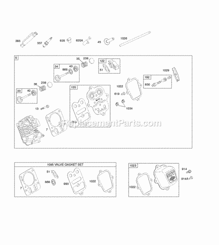 Cylinder Head Diagram and Parts List for 12S112-0120-F8  Briggs and Stratton Engine